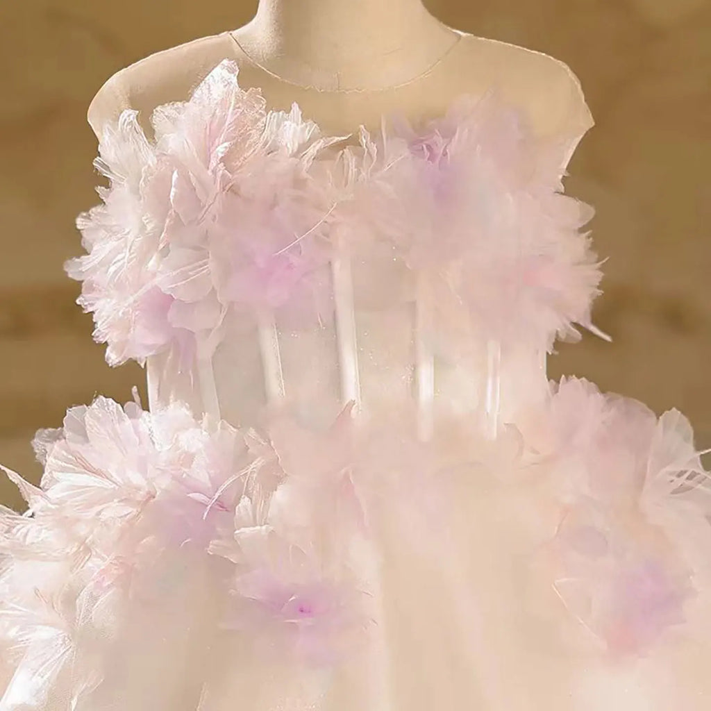 Dreamy Vow D039 Lovely Sleeveless Tiered Tulle Flower Girl Princess Dress for Kids Wedding Birthday Party Spring Short Ball Gown