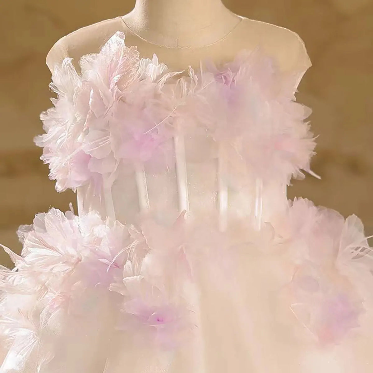 Dreamy Vow D039 Lovely Sleeveless Tiered Tulle Flower Girl Princess Dress for Kids Wedding Birthday Party Spring Short Ball Gown
