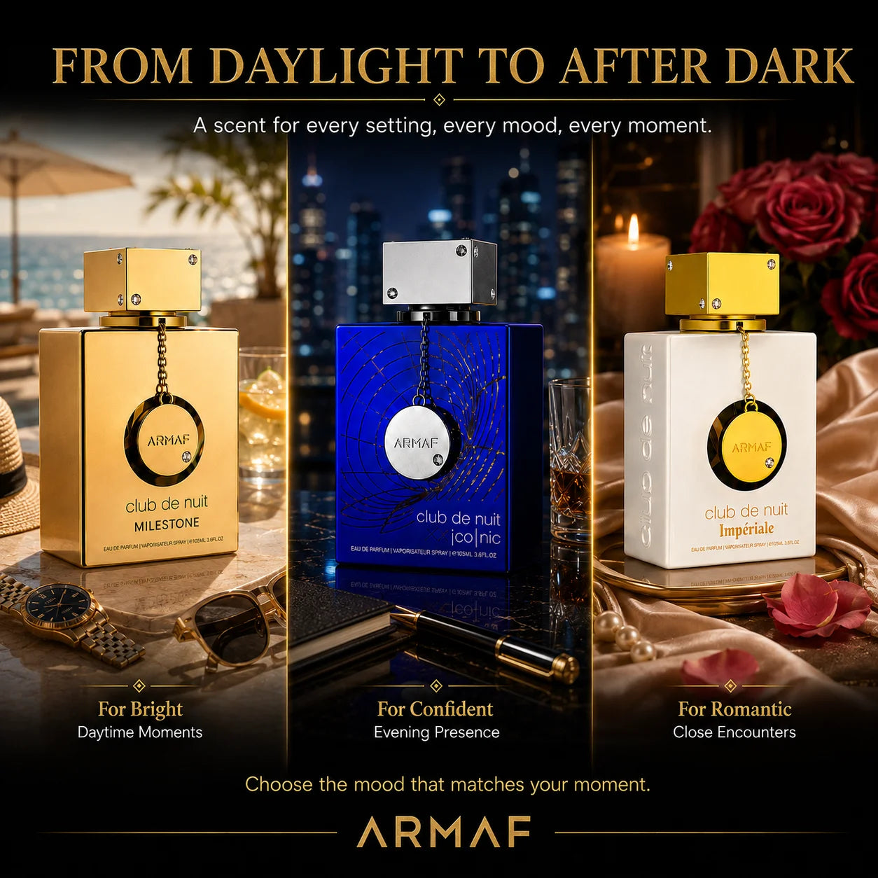 Armaf Club De Nuit Eau De Parfum 3.6 Oz/105 Ml, Milestone, Iconic or Imperiale, Fresh Marine, Amber Spicy or Floral Woody Fragrance, Men & Unisex