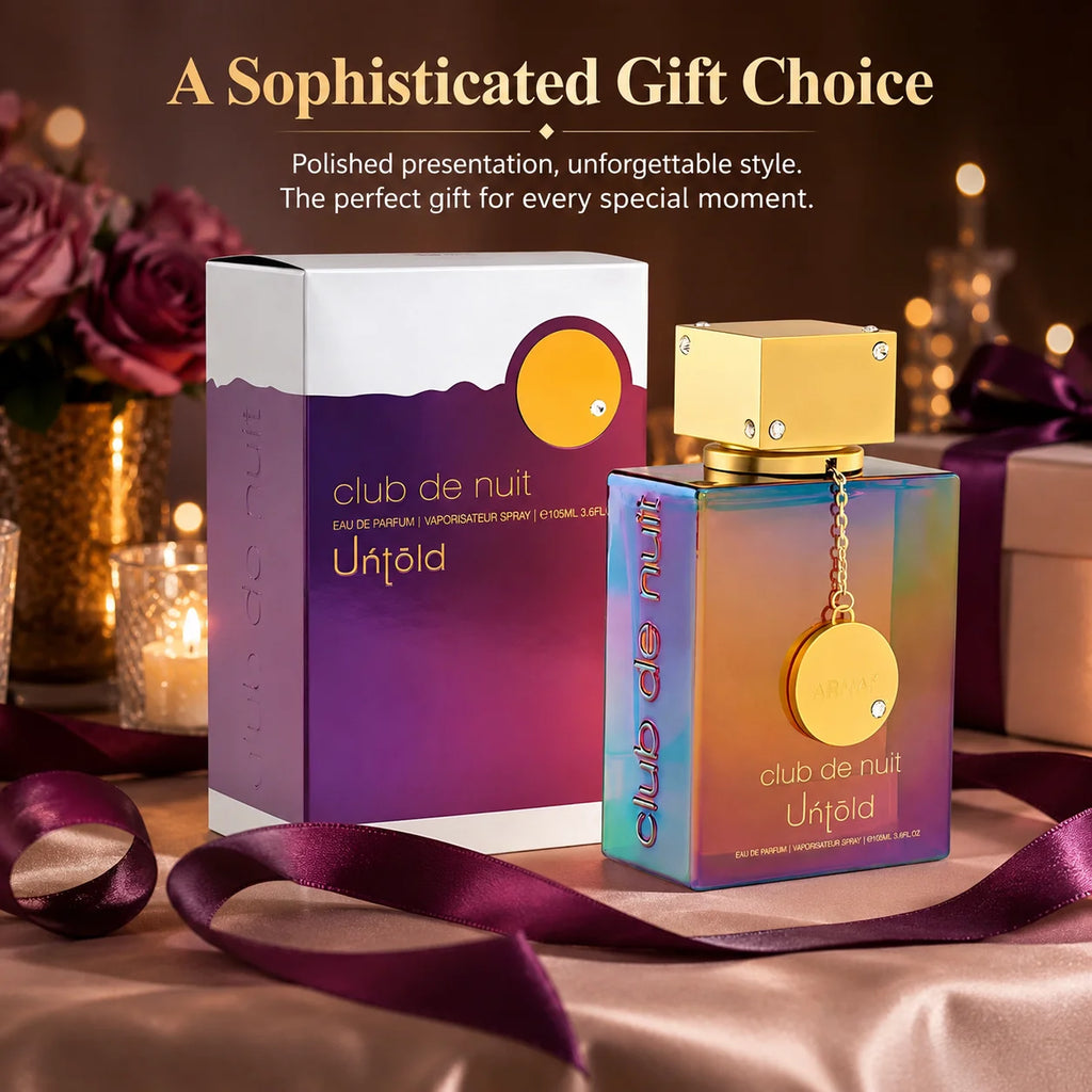 ARMAF Club De Nuit Untold Eau de Parfum 105ml, Unisex Luxury Fragrance Spray, Amber Floral Perfume with Iridescent Bottle and Gift Box