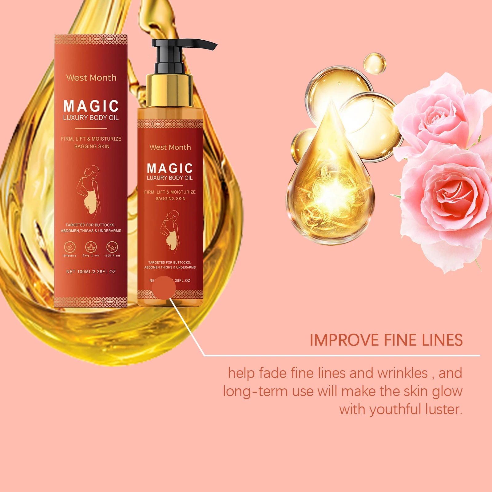 West Montr Body Tightening Moisturizing Oil and Moisturizing Oil Moisturize Soft and Tightening Skin Daily Care Nourishing Oil
