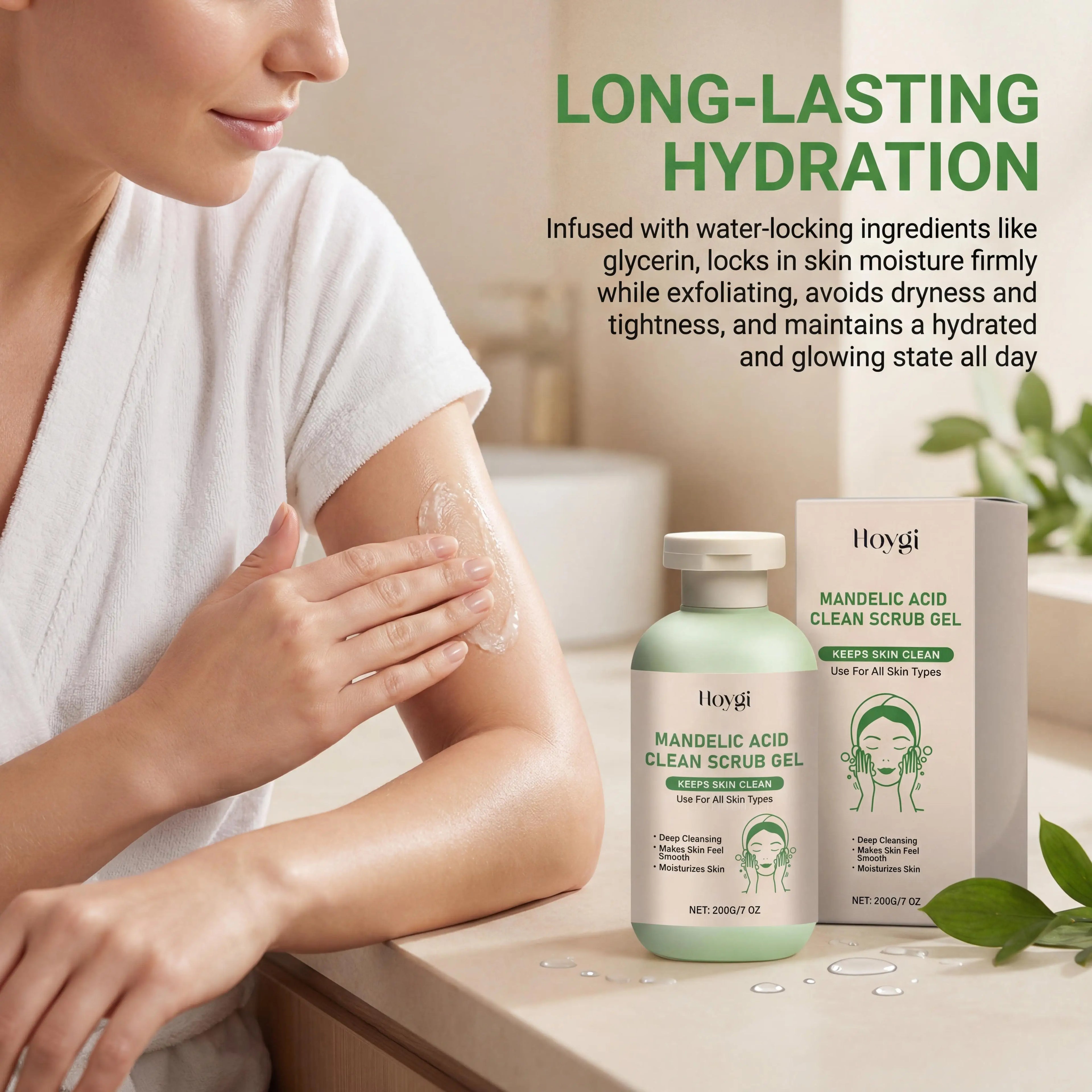 Hoygi Mandelic Acid Clean Scrub Gel Deep Cleansing Oil Control Improve Facial Texture Appearance Gentle Exfoliator Dead Skin Smoothing Skin Care