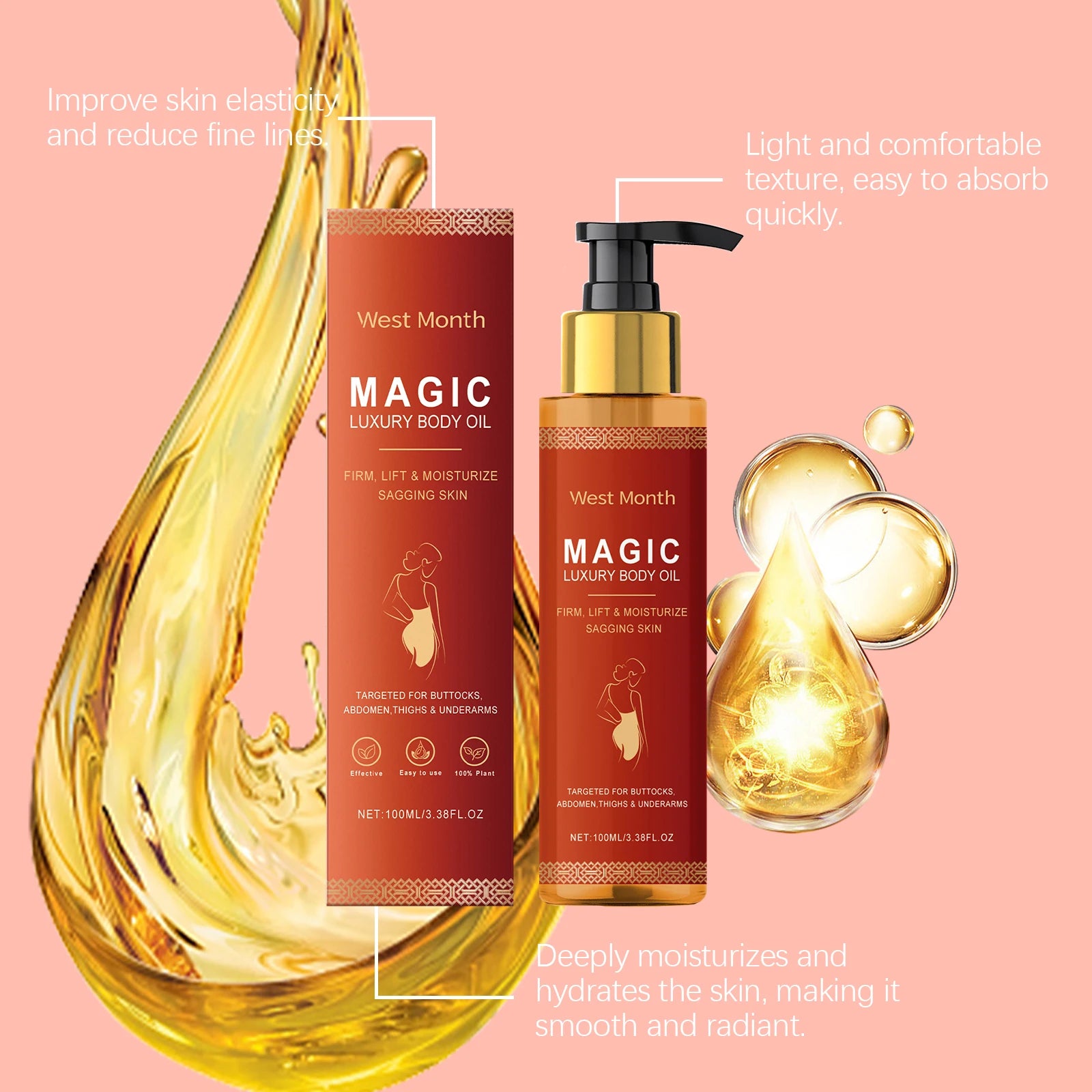 West Montr Body Tightening Moisturizing Oil and Moisturizing Oil Moisturize Soft and Tightening Skin Daily Care Nourishing Oil