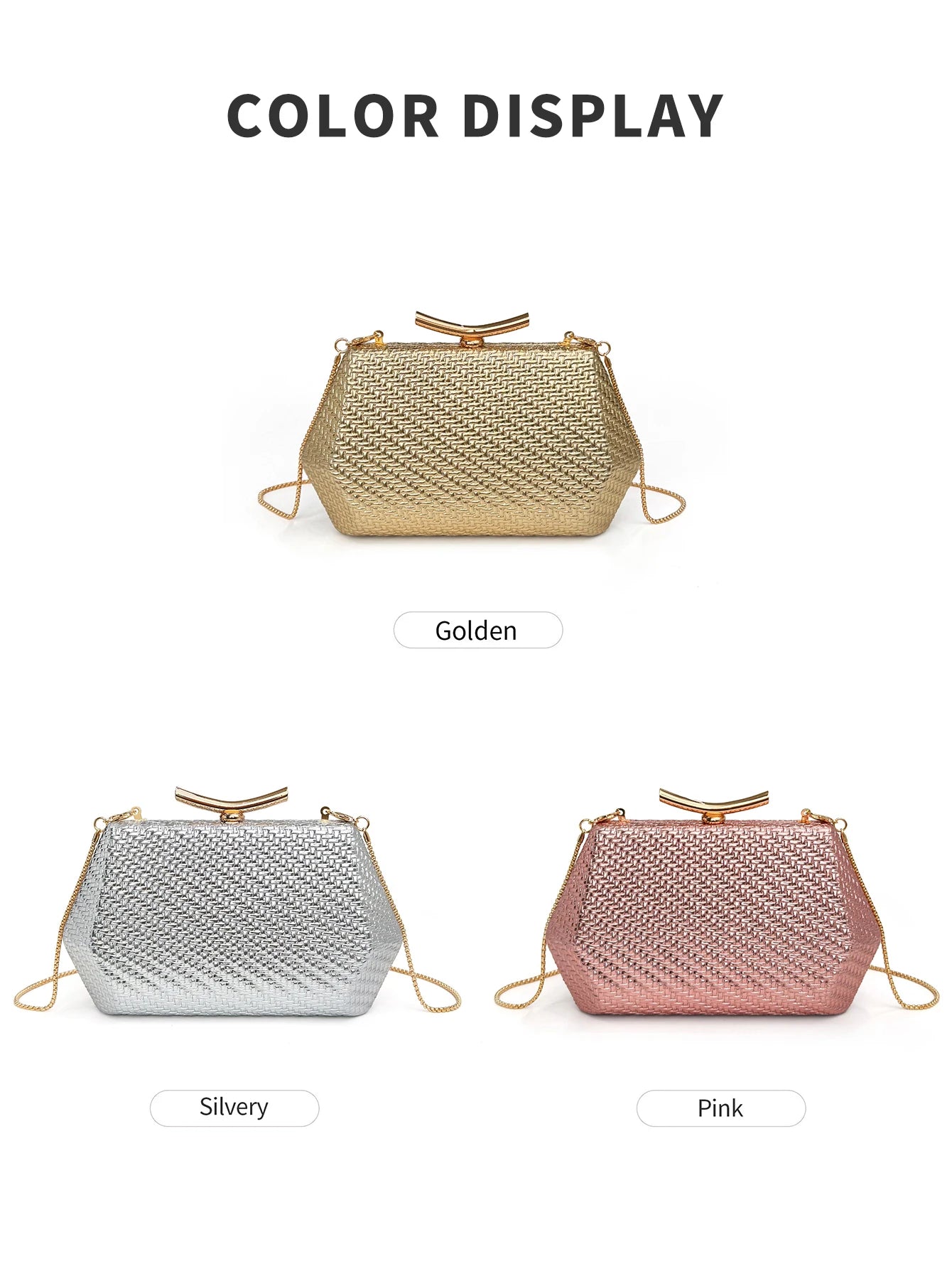 Light luxury woven diamond pattern women's evening bag simple pure colors messenger bag suitable for wedding and party occasions