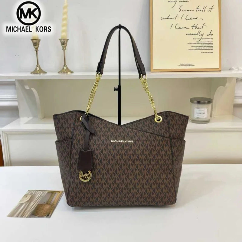 MICHAEL KORS Women's Fashion Casual Shoulder Bag Tote Bag MK Large Capacity Tote Bag Classic Flower Letter Bag Travel Bag