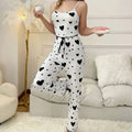 Women Pajamas Plus Size Pajamas Set 2 Piece Short Vest + Trouser White Breathable Soft Casual Love Print