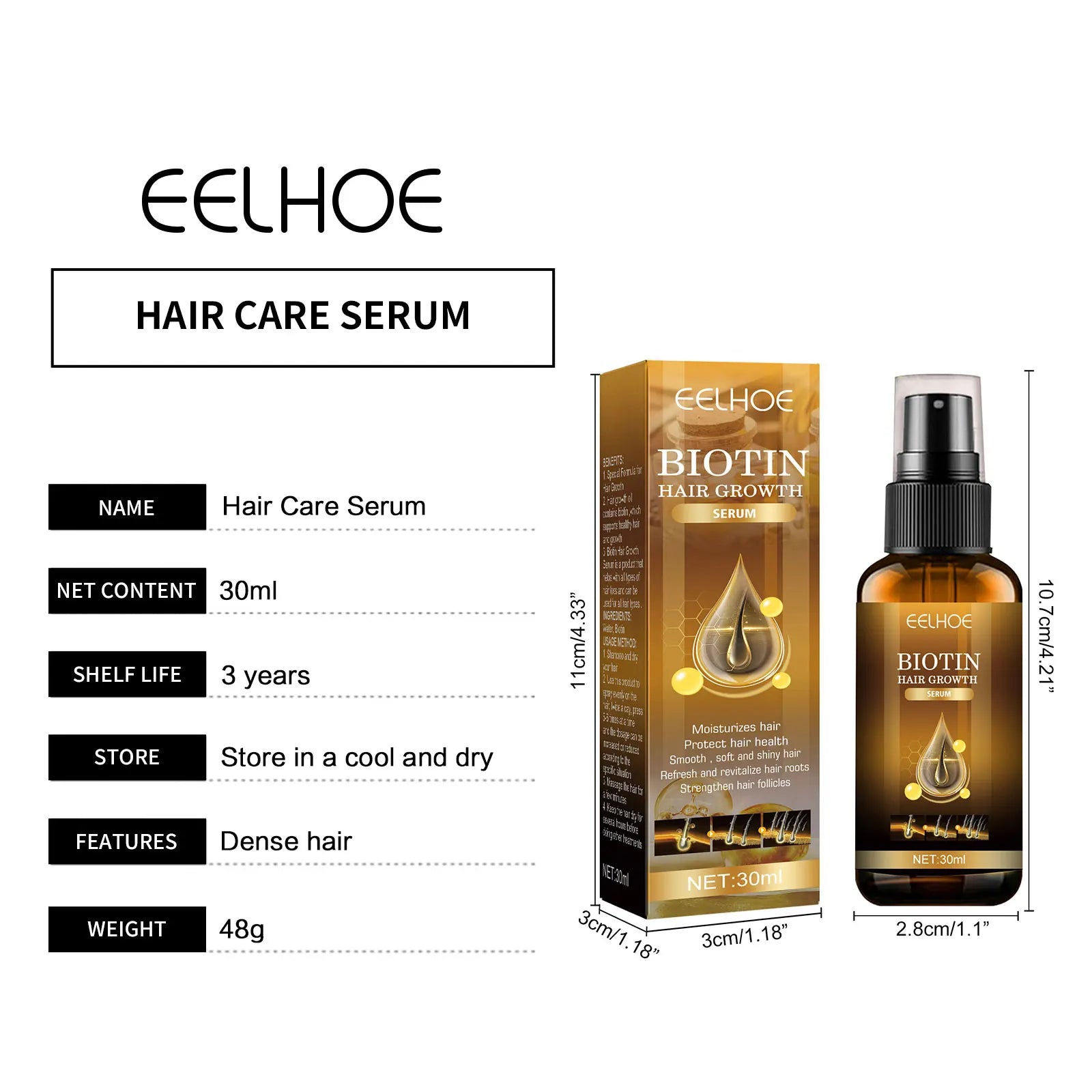 Biotin Hair Care Spray Nourish Scalp Hair Follicle Reduce Hair Loss Stabiliz Hair Root Refresh Oil Control Natural Plant Essence
