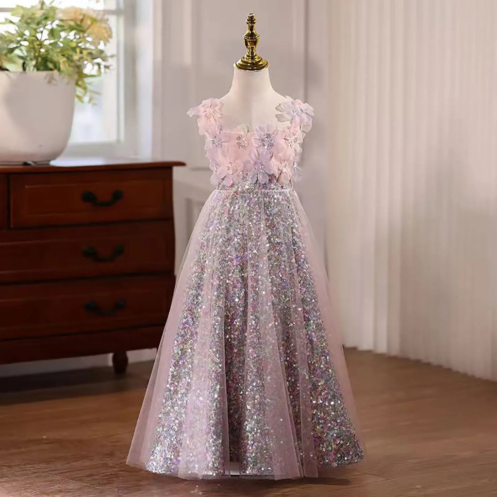 Dreamy Vow D076 Luxury Sleeveless Tulle Flower Girl Dress With Diamond Decoration For Special Occasions Wedding Birthday Party