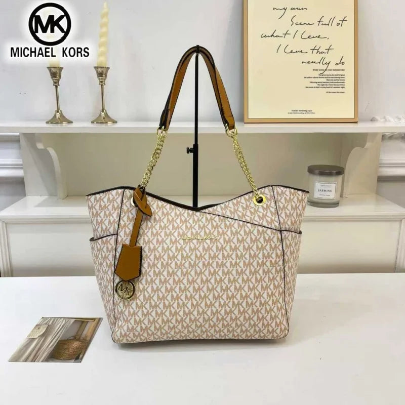 MICHAEL KORS Women's Fashion Casual Shoulder Bag Tote Bag MK Large Capacity Tote Bag Classic Flower Letter Bag Travel Bag
