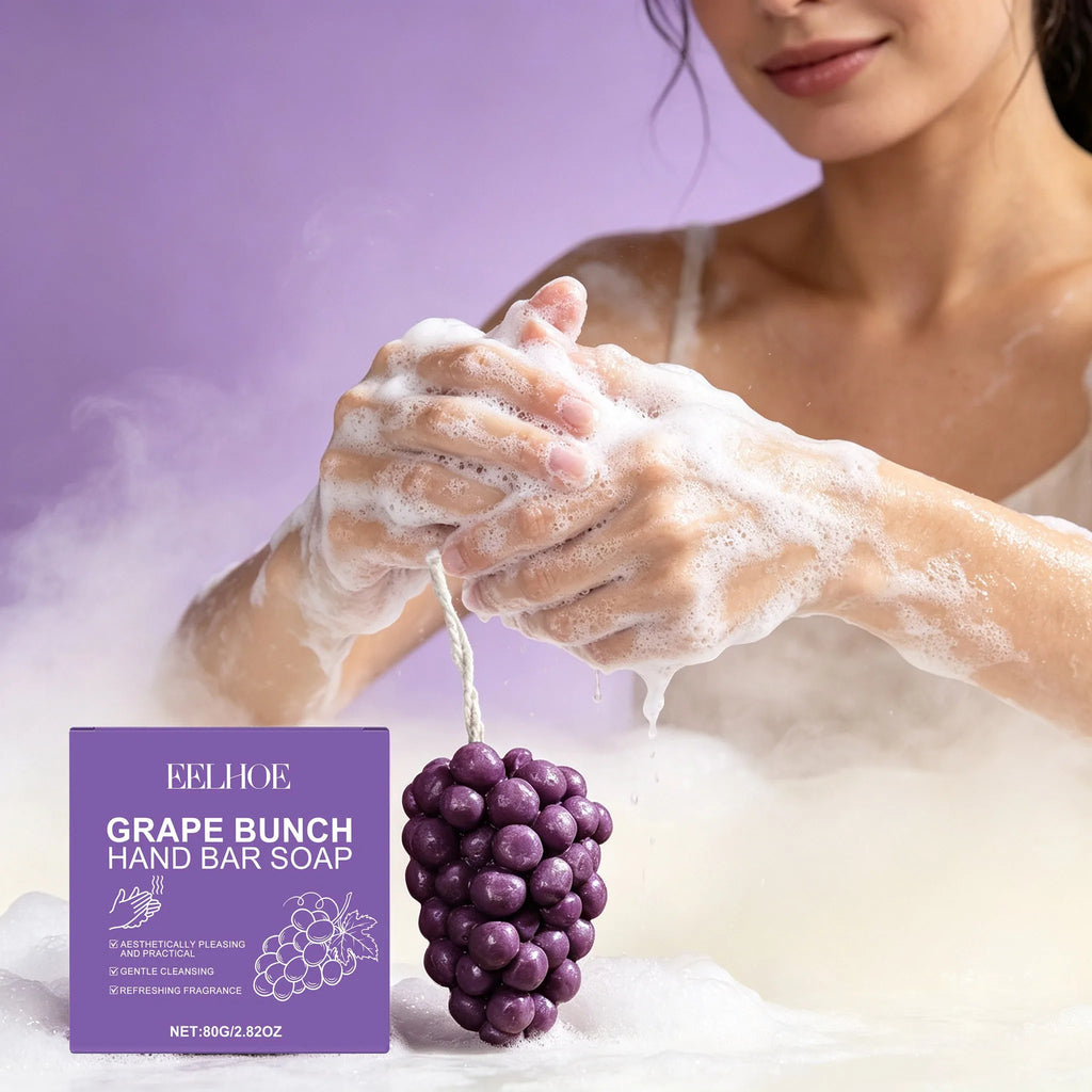 80g Grape Handmade Soap Daily Gentle Cleaning Dirts Moisturizing Non-tight Fruity Fragrance Refreshing Softening Rich Bubble Hand Washing Soap