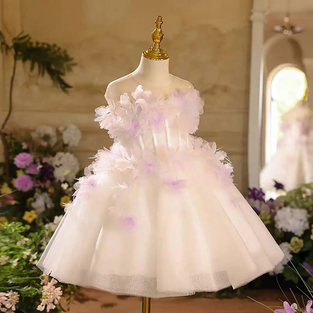 Dreamy Vow D039 Lovely Sleeveless Tiered Tulle Flower Girl Princess Dress for Kids Wedding Birthday Party Spring Short Ball Gown