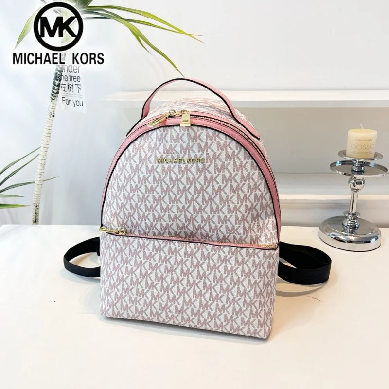 MICHAEL KORS Women's Casual Fashion Backpack MK Classic Vintage Flower Light Luxury Multi functional Vacation Travel Bag Letter