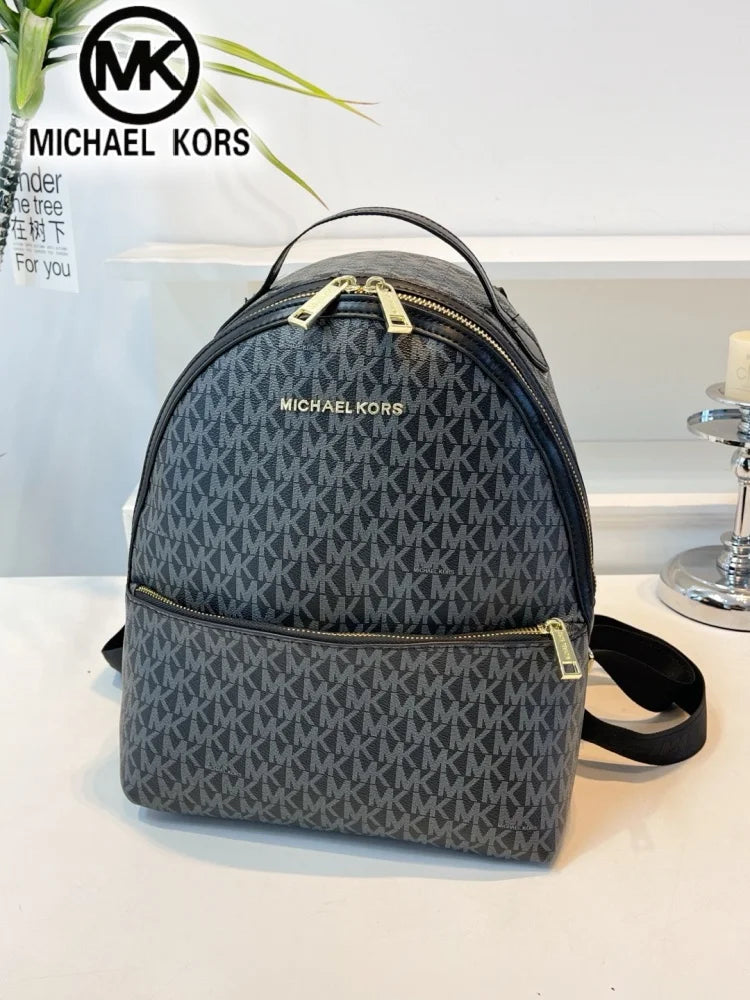 MICHAEL KORS Women's Casual Fashion Backpack MK Classic Vintage Flower Light Luxury Multi functional Vacation Travel Bag Letter