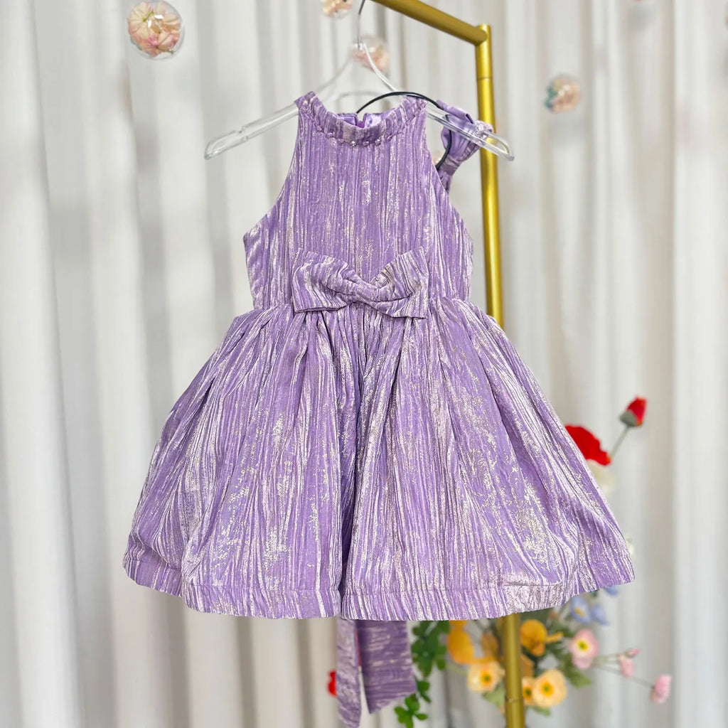 Dreamy Vow J310 Elegant O-Neck Sleeveless Light Lilac Flower Girl Dress With Bow for Kids Holiday Birthday Party Short Ball Gown