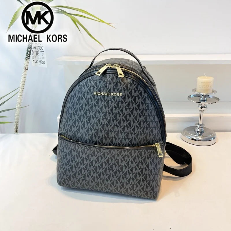 MICHAEL KORS Women's Casual Fashion Backpack MK Classic Vintage Flower Light Luxury Multi functional Vacation Travel Bag Letter