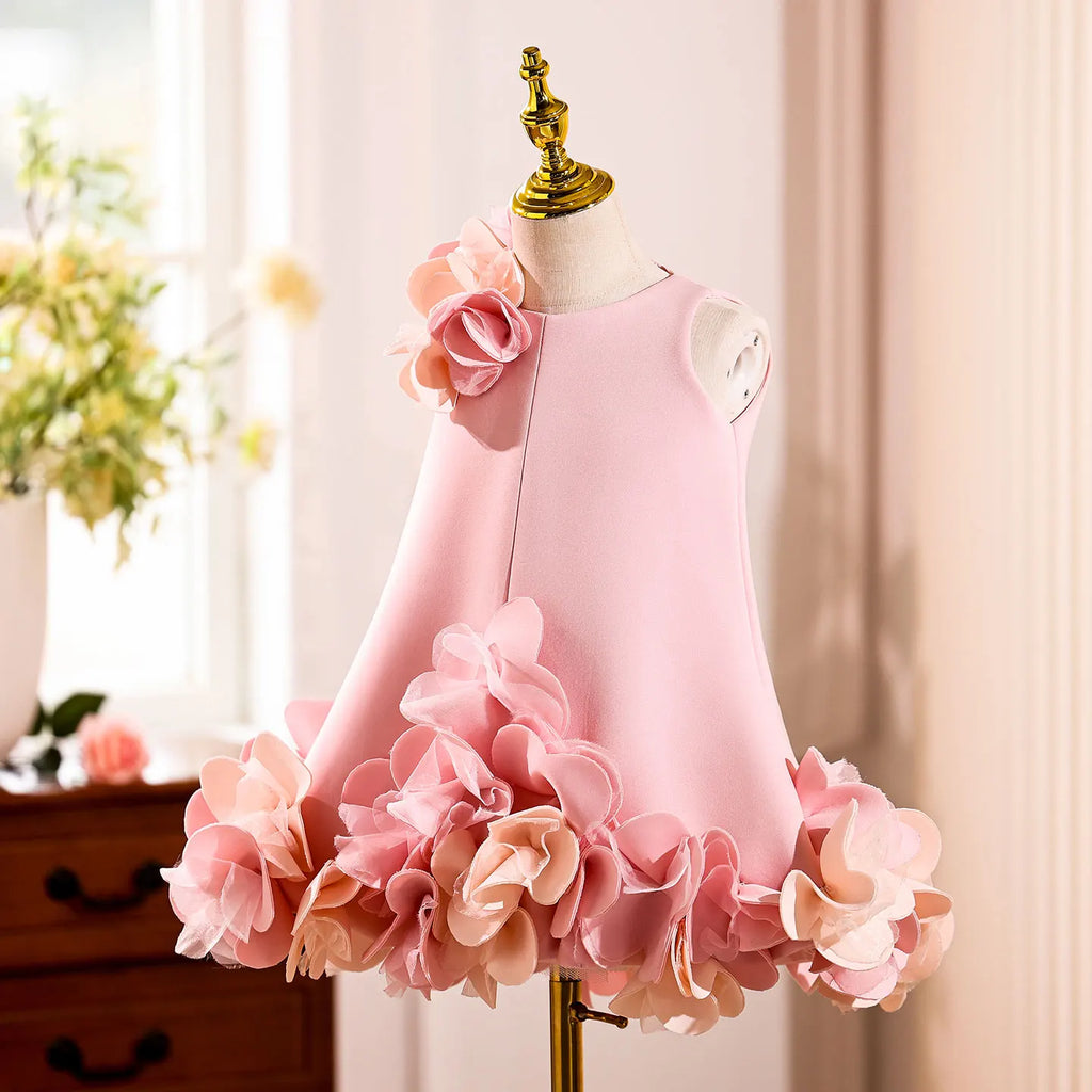 Dreamy Vow J073 Elegant White Dubai Girl Dress Pink Eid al-Fitr Baby Children Clothes for Wedding Birthday Holiday Party 2025