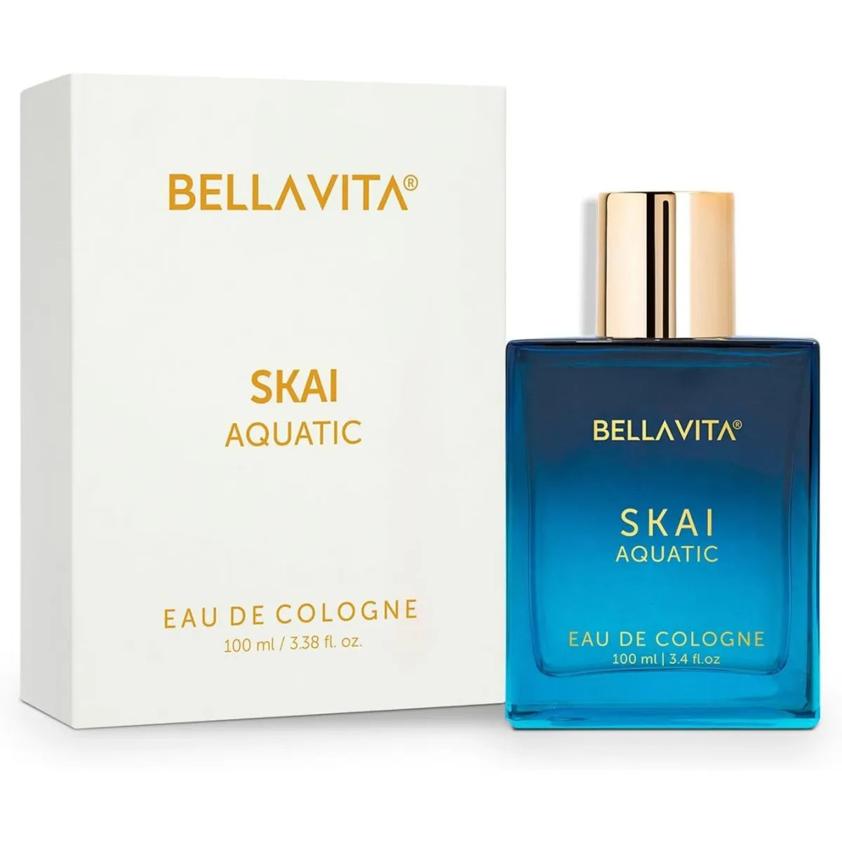 Bella Vita Skai Aquatic Eau de Cologne 100ml/3.38fl.oz | Citrus Marine Mint Lavender Cedarwood Fresh Aquatic Men Perfume