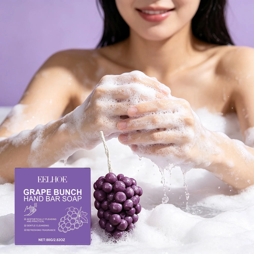 80g Grape Handmade Soap Daily Gentle Cleaning Dirts Moisturizing Non-tight Fruity Fragrance Refreshing Softening Rich Bubble Hand Washing Soap