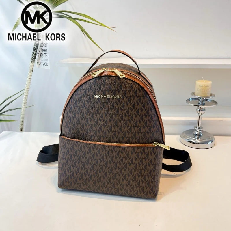 MICHAEL KORS Women's Casual Fashion Backpack MK Classic Vintage Flower Light Luxury Multi functional Vacation Travel Bag Letter