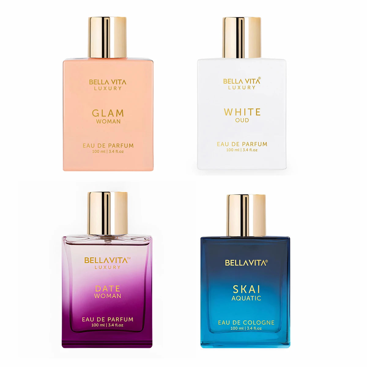 Bellavita Luxury White Oud Eau De Parfum 100ml for Women Men Fruity Floral Woody Scent Artemisia Lemon Top Notes Freesia Patchouli Heart Tobacco Amber Musk Base Long Lasting Fragrance Gift for Anniversary Birthday