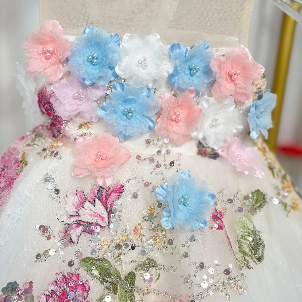 Dreamy Vow J404 Charming White Baby Girl Dress Floral Embroidered Tulle Bow for Kids Holiday 1st Birthday Party Short Ball Gown