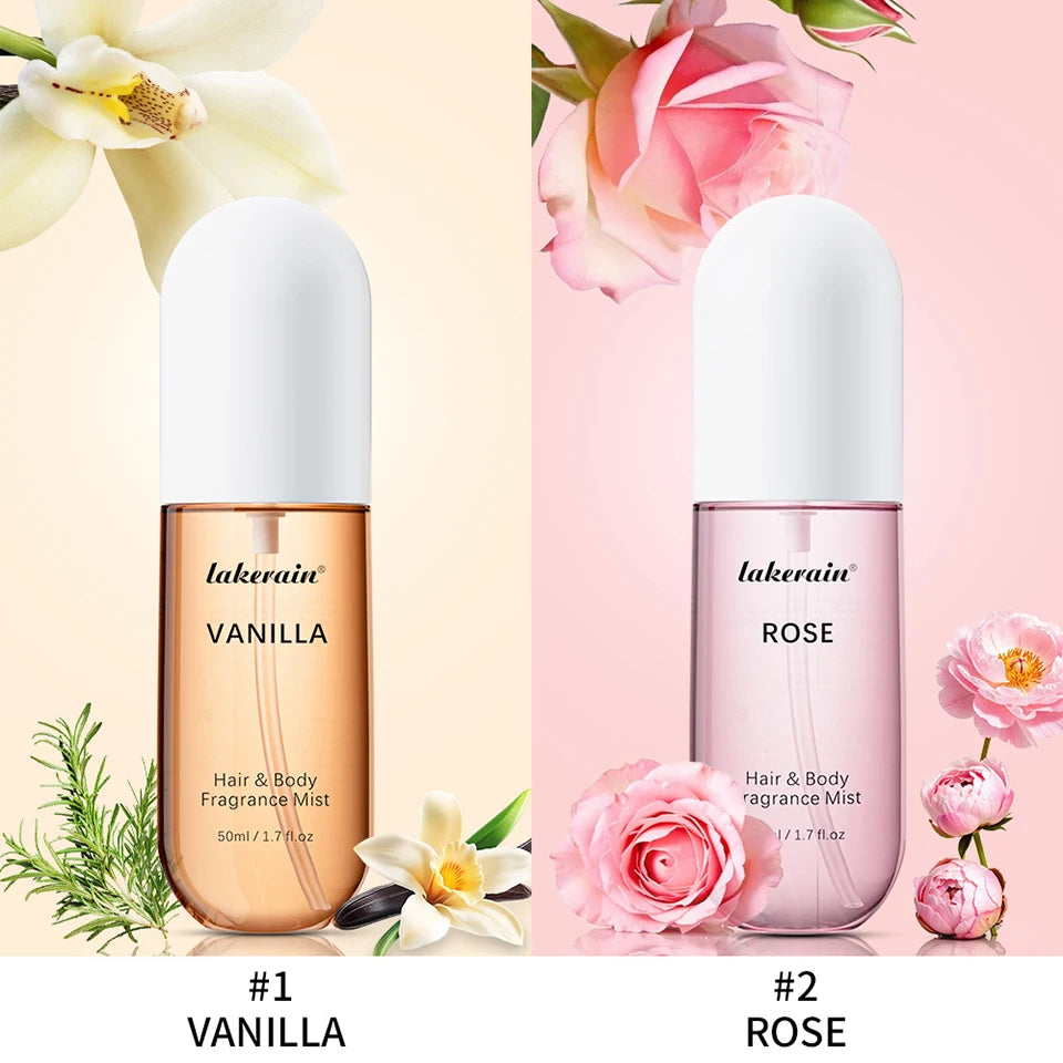 50ml Vanilla Rose Fragrance Spray Hair & Body Fragrance Mist Fresh Long Lasting Fragrance Perfume Travel Size Freshener Spray