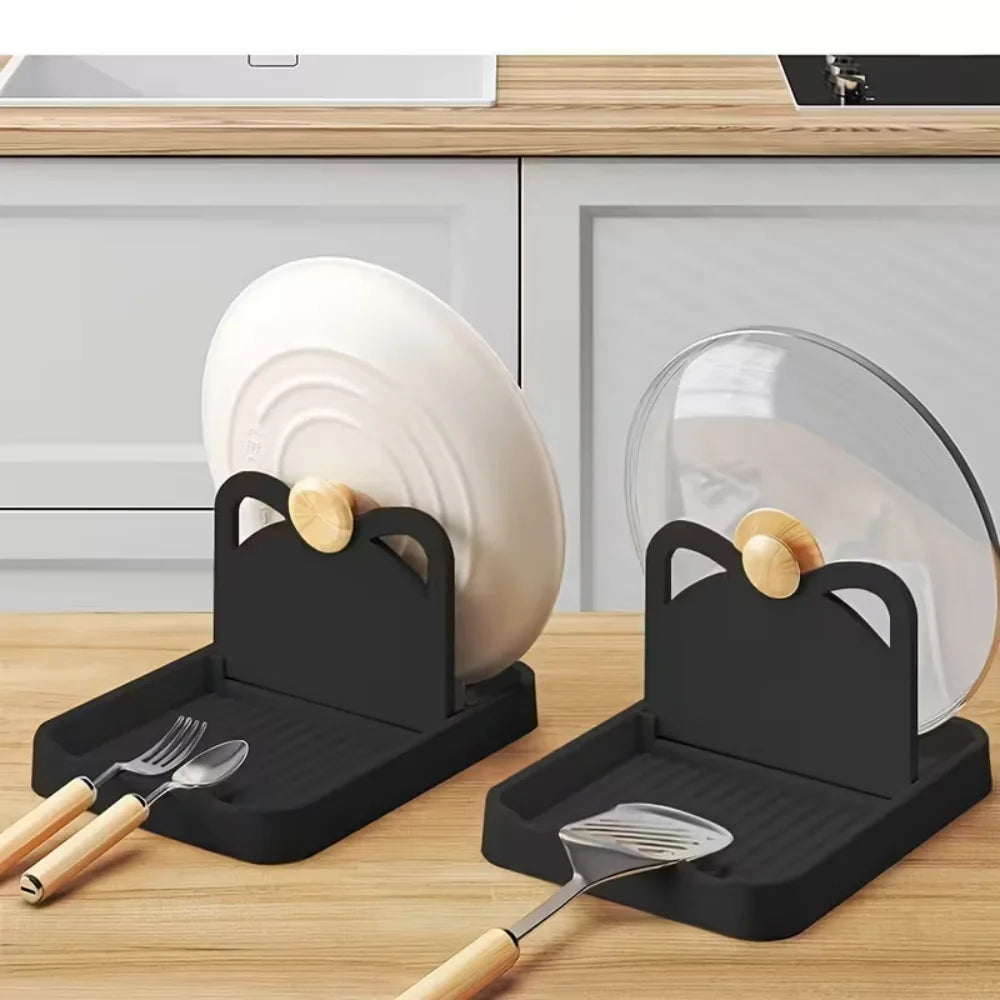 Estante de Cucharas para Encimera de Cocina - Estante para Tapas de Olla y Cucharas - Pequeñas Herramientas Multiusos para Mantener la Encimera Limpia - Estante de Silicona