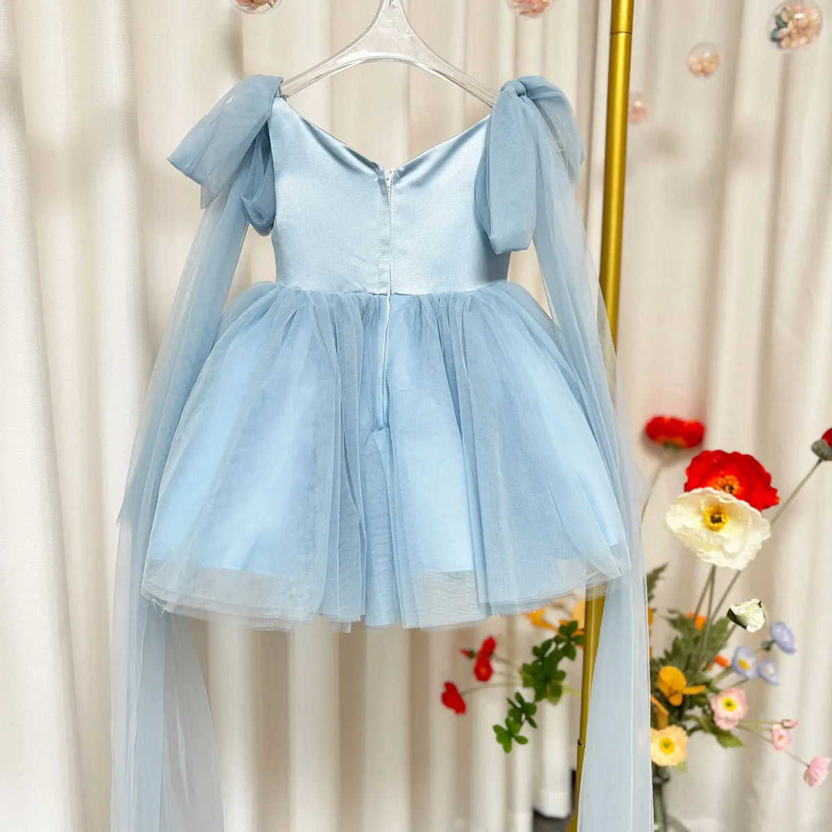 Dreamy Vow J535 Elegant V-Neck Applique Tulle Flower Girl Dress Bow On Shoulder Cap Sleeve Wedding Holiday Evening Party Prom
