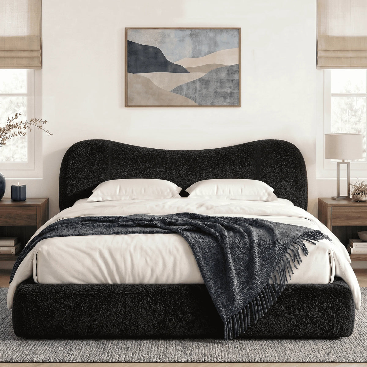 EnHomee Cloud Bed Frame with 5.9" Detachable Headboard, No Assembly Required Beds All-Foam Boneless, Noise-Free, No Box Spring Needed