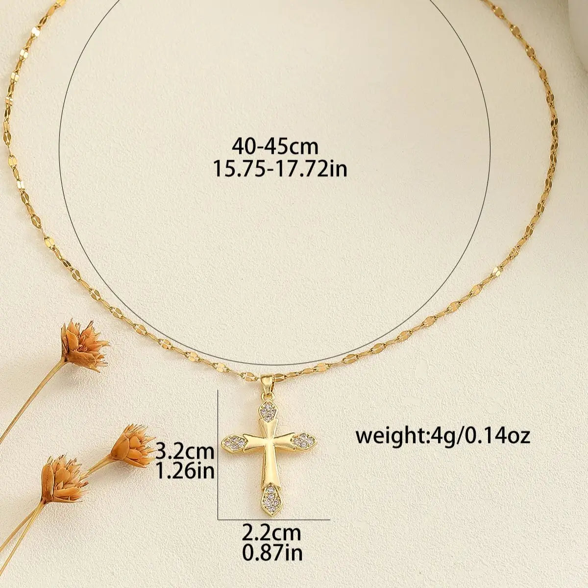 1 Piece Of Fashionable, And Versatile Design, New Style Micro-Inlaid Round Zircon Glossy Cross Necklace For Women'S