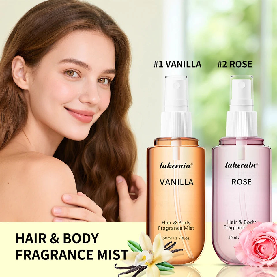 50ml Vanilla Rose Fragrance Spray Hair & Body Fragrance Mist Fresh Long Lasting Fragrance Perfume Travel Size Freshener Spray