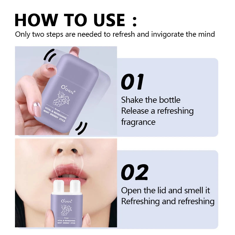 O'cheal Double Hole Energy Stick - Mint Scent Inhaler, 3-Pack