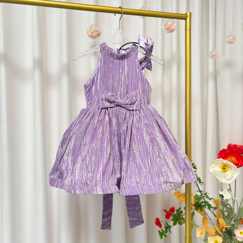 Dreamy Vow J310 Elegant O-Neck Sleeveless Light Lilac Flower Girl Dress With Bow for Kids Holiday Birthday Party Short Ball Gown