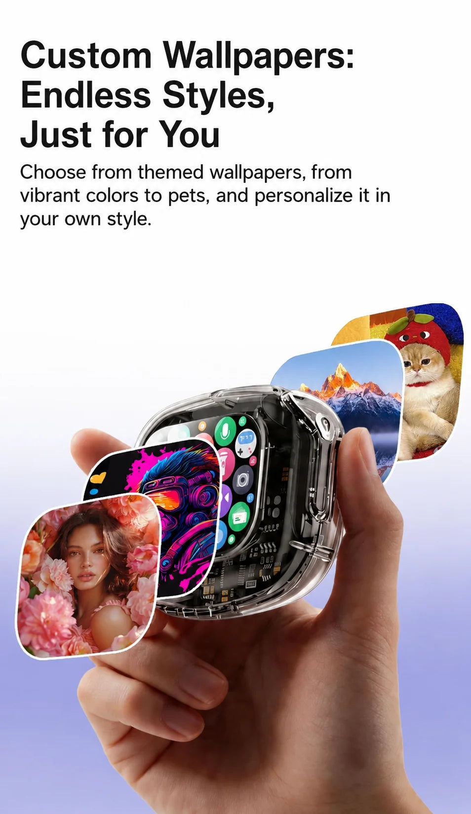 KOUO In-Ear Earbuds with Smart Touch Screen Wireless Bluetooth 5.4 HiFi Audio Earphones for Business Travel Language Translation
