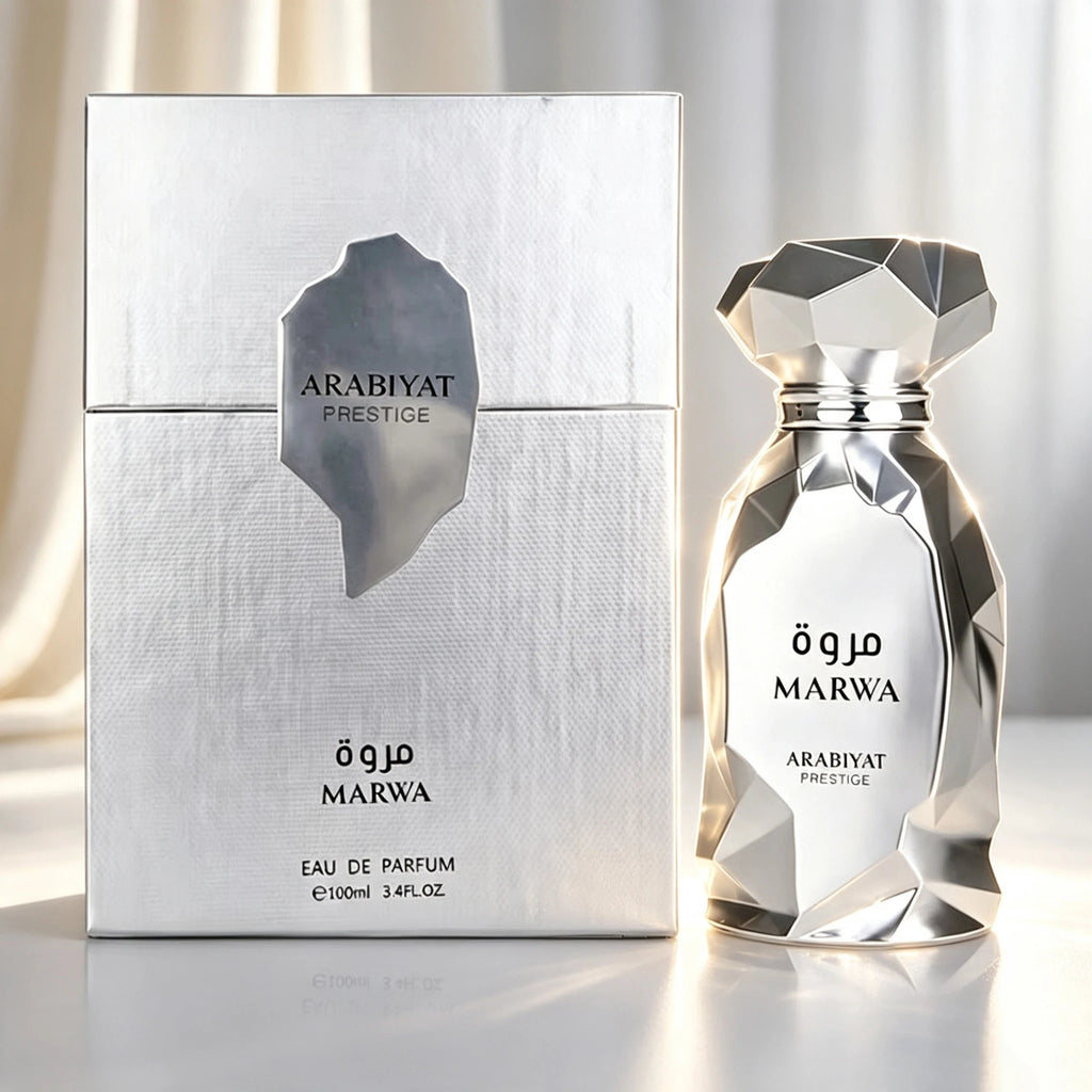 ARABIYAT MARWA Silver Edge Cut perfume 100ml Middle East Luxury Mirror Bottle Durable EDP Gift Box for Men and Women perfume