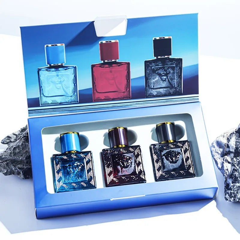 3-Piece Men's Fragrance Cift Set:Ocean Breeze,Cedarwood & Amber Eau DeToilette,3Oml PortablePerfume Bottles for Travel