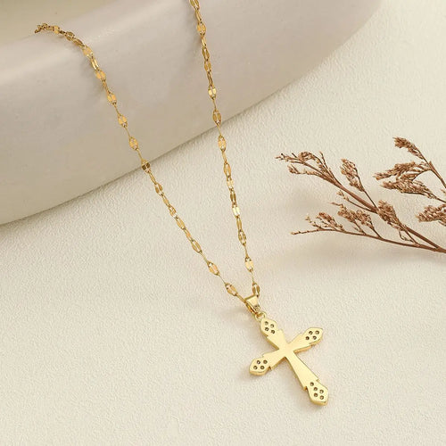 1 Piece of Fashionable, Simple and Versatile Design, New Style Micro-inlaid Round Zircon Glossy Cross Necklace For Women