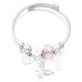 New Trendy Rhinestones Dragonfly Crystal Beaded Pendant Bracelet Stainless Steel 4 Colors Closure Bangles Women'S Bracelet Jewelry