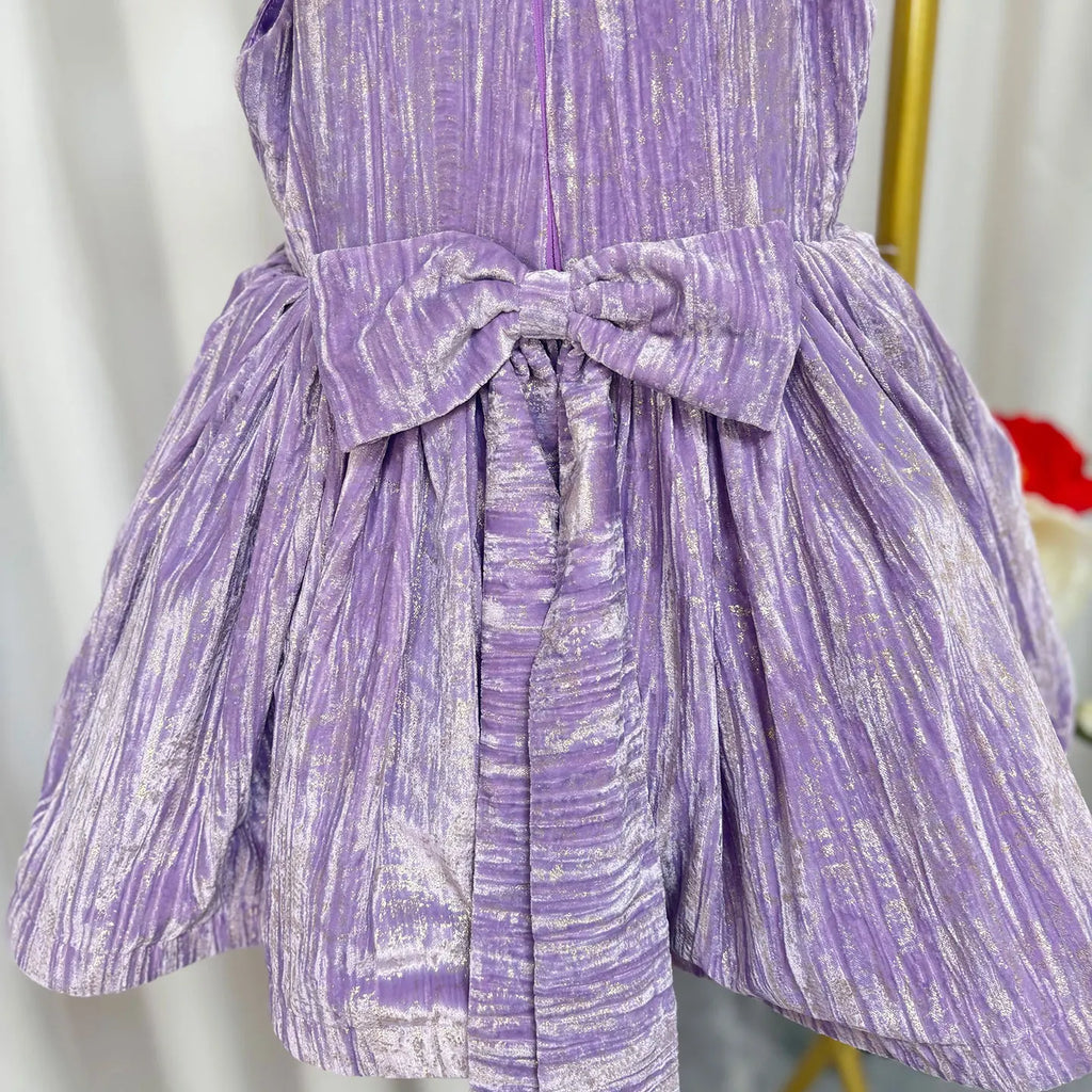 Dreamy Vow J310 Elegant O-Neck Sleeveless Light Lilac Flower Girl Dress With Bow for Kids Holiday Birthday Party Short Ball Gown