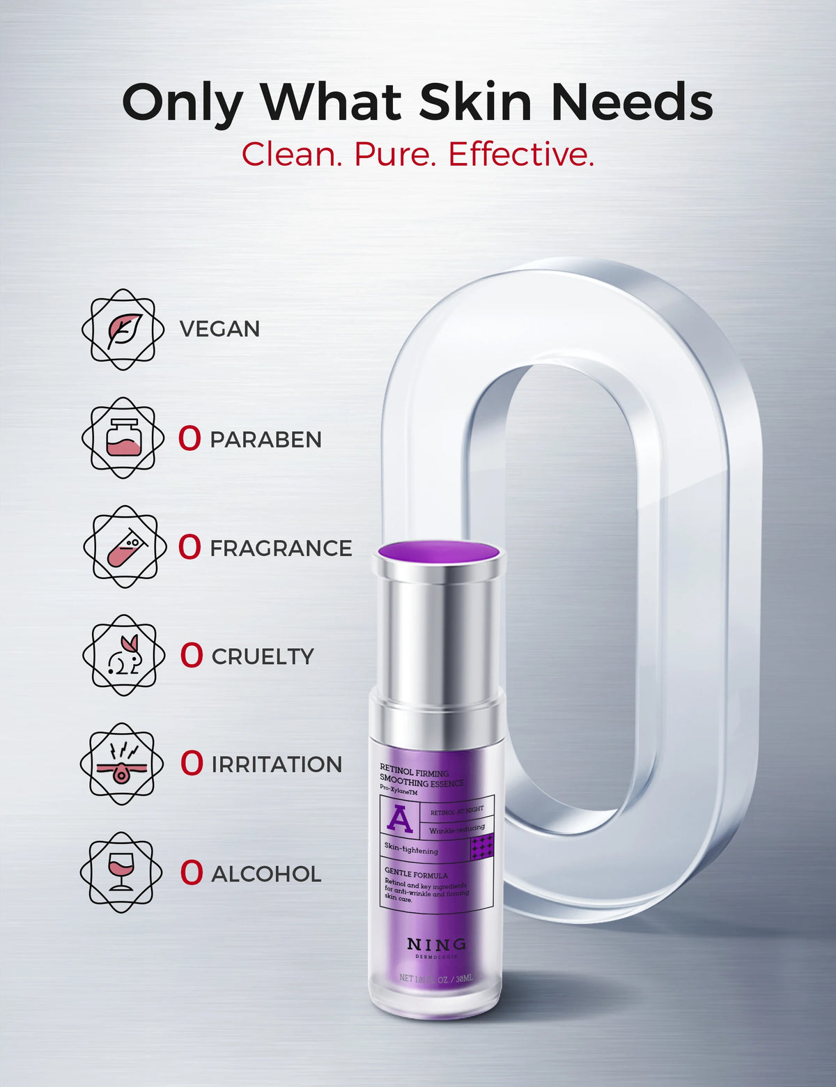 Ning Dermologie Retinol Serum for Face - 300PPM Retinol & Peptides