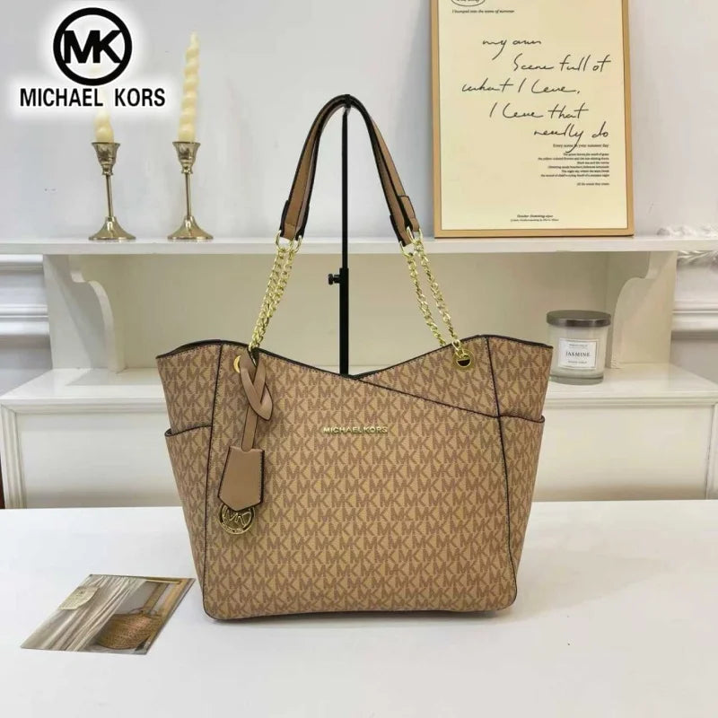 MICHAEL KORS Women's Fashion Casual Shoulder Bag Tote Bag MK Large Capacity Tote Bag Classic Flower Letter Bag Travel Bag