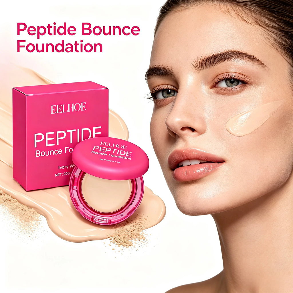 Peptide Bounce Foundation Deeply Hydrates Dry Skin Evens Complexion Fast Application Non Sticky Smooth Finish Long Lasting Natural Coverage Flawless Face Foundation