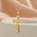1 Piece of Fashionable, Simple and Versatile Micro-inlaid Zircon Christmas Cross Necklace For Men and Women