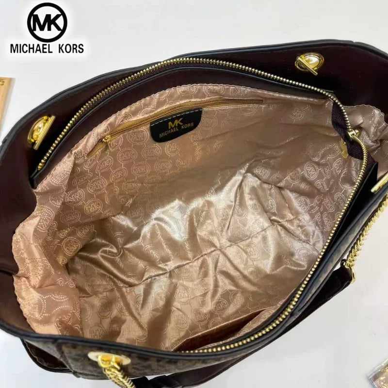 MICHAEL KORS Women's Fashion Casual Shoulder Bag Tote Bag MK Large Capacity Tote Bag Classic Flower Letter Bag Travel Bag
