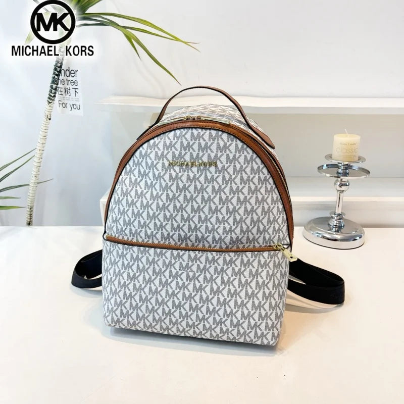 MICHAEL KORS Women's Casual Fashion Backpack MK Classic Vintage Flower Light Luxury Multi functional Vacation Travel Bag Letter