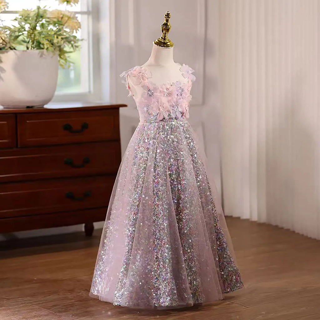 Dreamy Vow D076 Luxury Sleeveless Tulle Flower Girl Dress With Diamond Decoration For Special Occasions Wedding Birthday Party