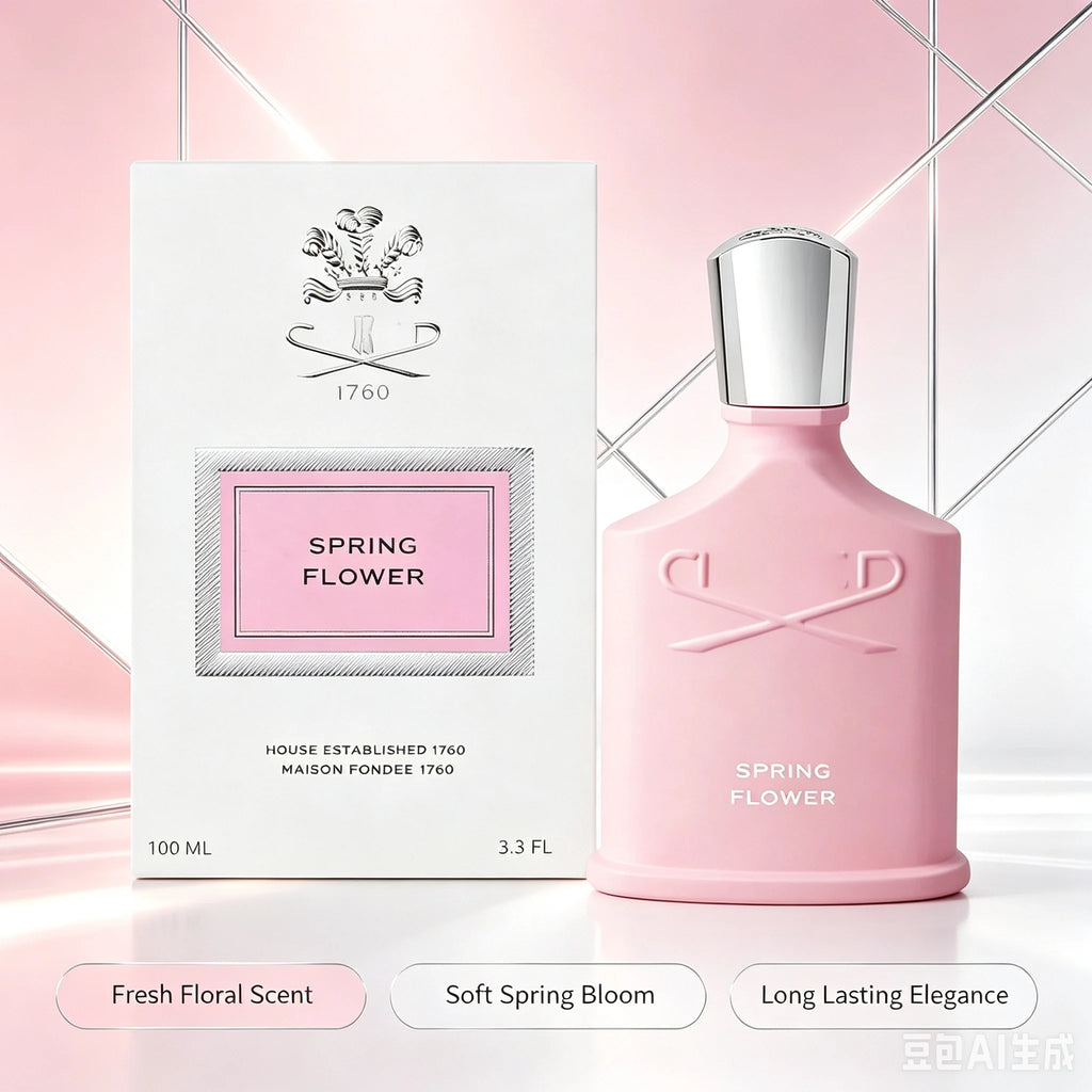 Cree.d Spring Flower Eau de Parfum 100ml, Bright Fresh Floral Fruity Elegant Feminine Luxury Niche Women's Perfume with Juicy Peach Apple Pear Soft Jasmine Rose White Musk, Long Lasting Light Airy Sweet Scent for Spring Summe