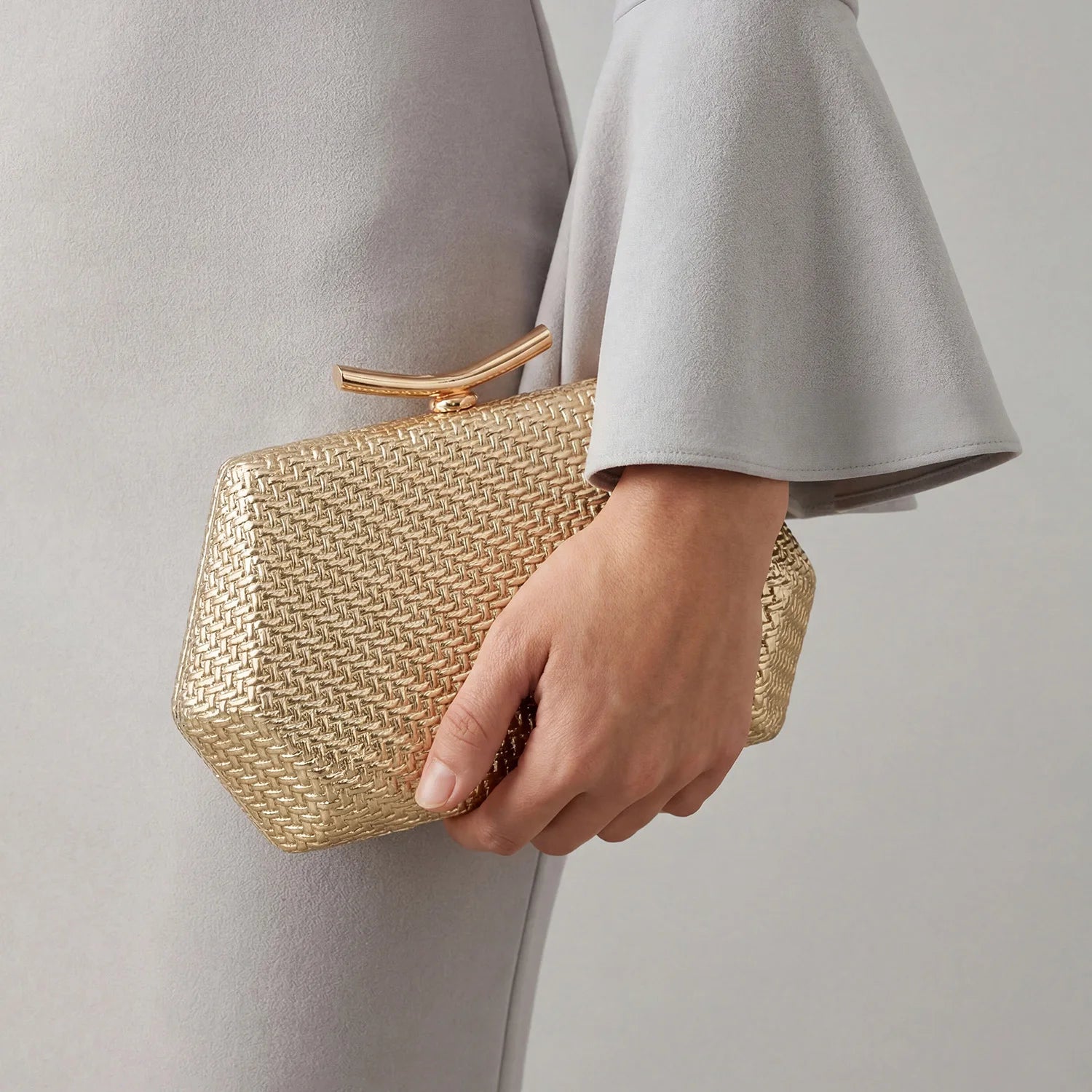 Light luxury woven diamond pattern women's evening bag simple pure colors messenger bag suitable for wedding and party occasions