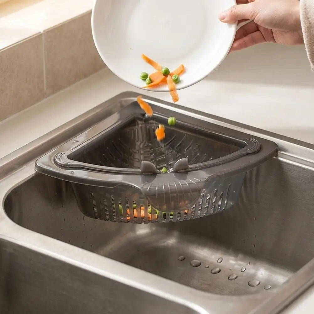 Estante filtrador de fregadero de cocina, cesta de drenaje magnética triangular, recogedor de basura colgante, colador de residuos de alimentos, herramienta para escurrir frutas y verduras.