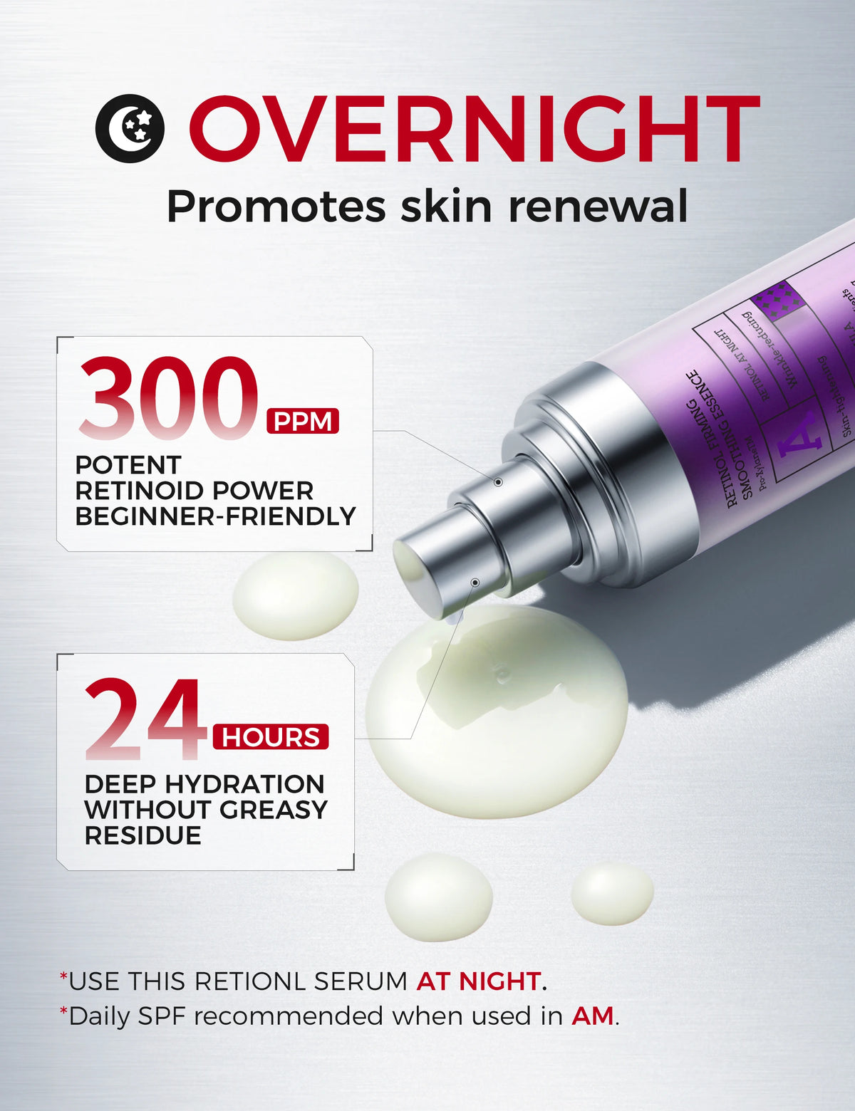 Ning Dermologie Retinol Serum for Face - 300PPM Retinol & Peptides
